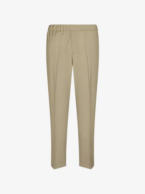 Costumein elasticated-waist pressed-crease trousers