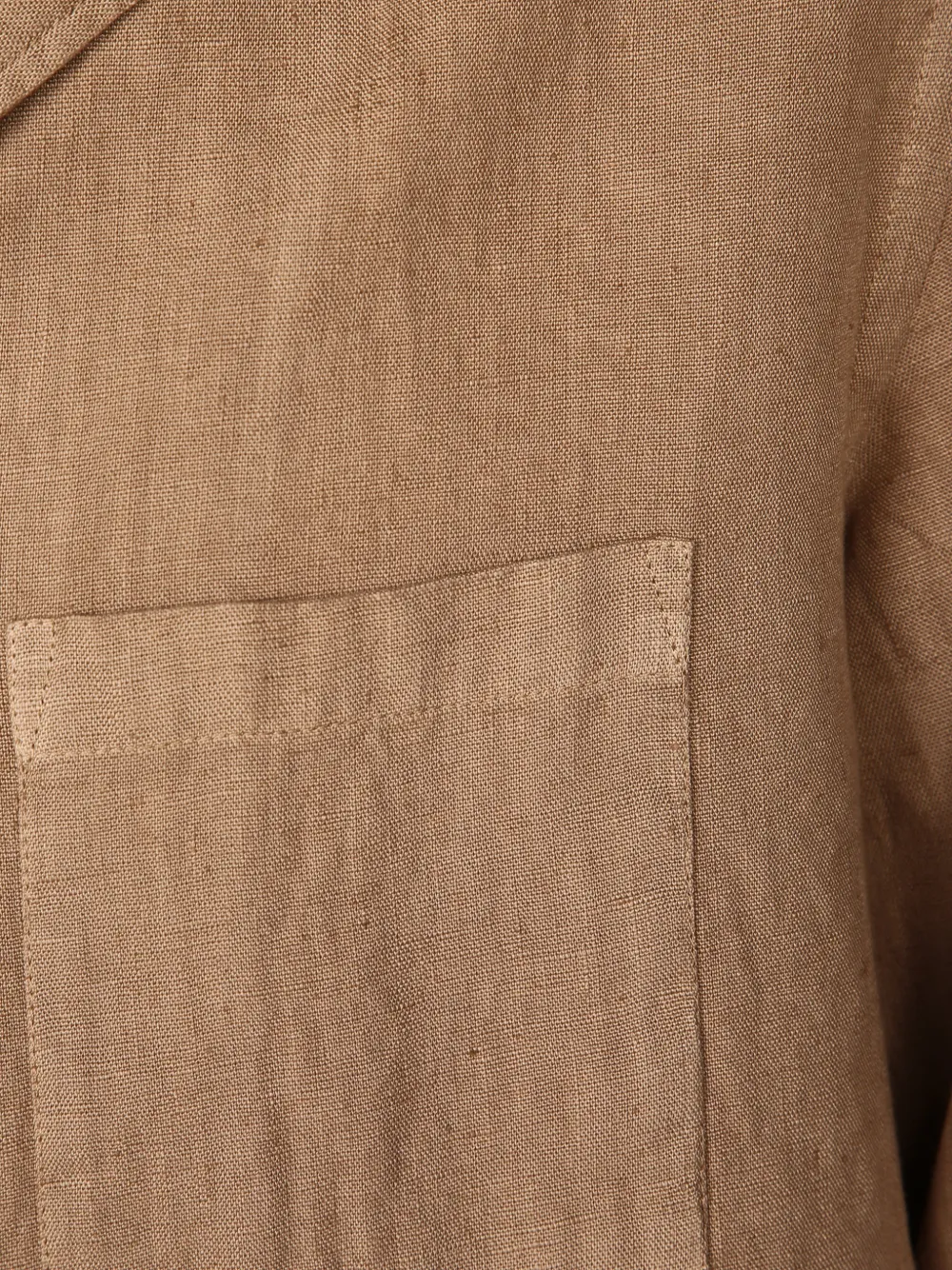 Dell'oglio Linnen overhemd met knopen en zakdetail Beige