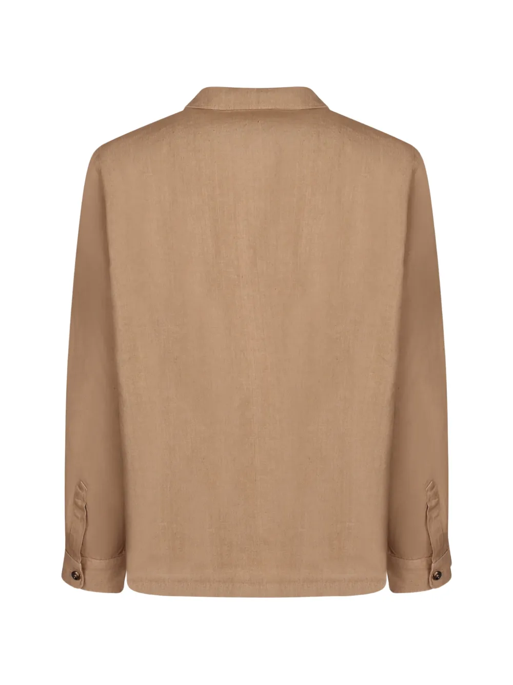 Dell'oglio Linnen overhemd met knopen en zakdetail Beige