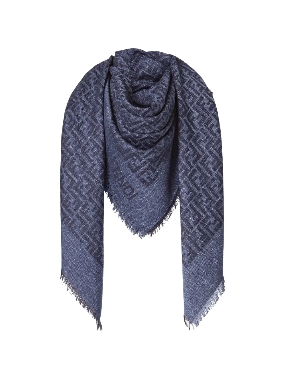 FENDI FF motif fringed shawl - Blu