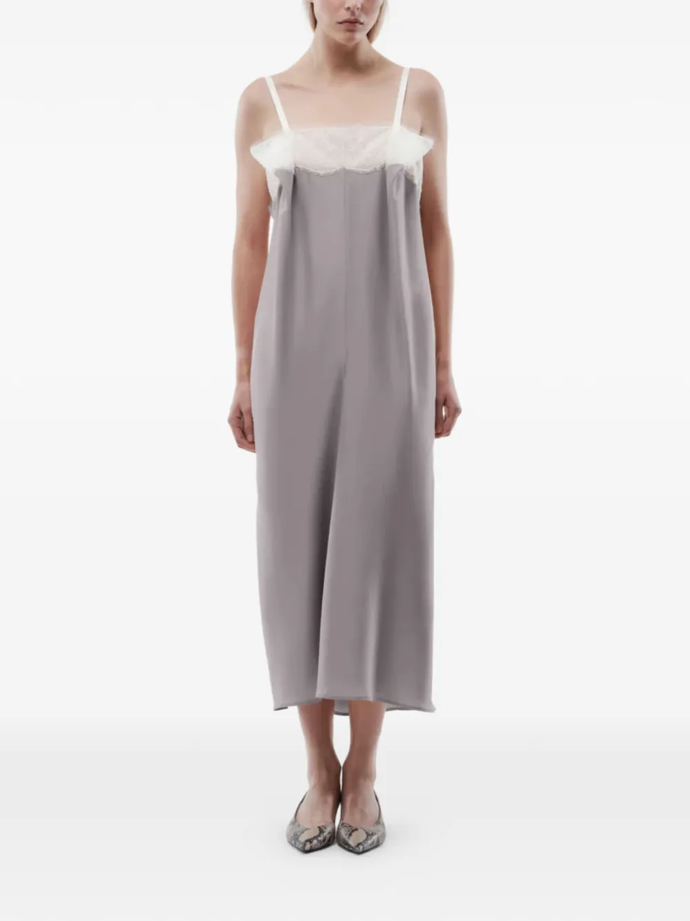 Carven Abito Con Decorazione In Pizzo - Grigio 