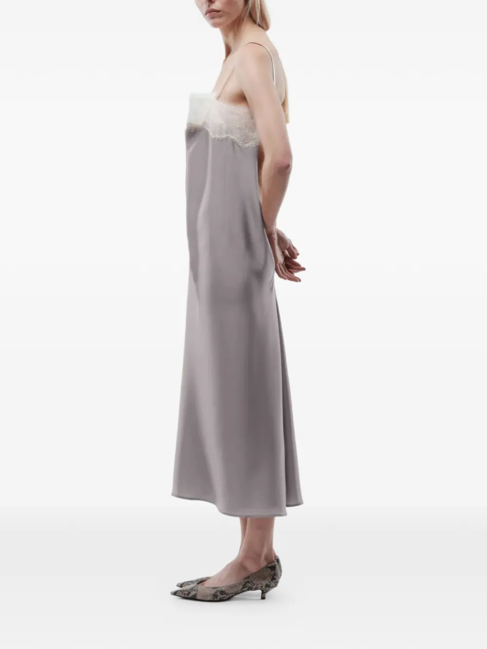 Carven Abito Con Decorazione In Pizzo - Grigio 