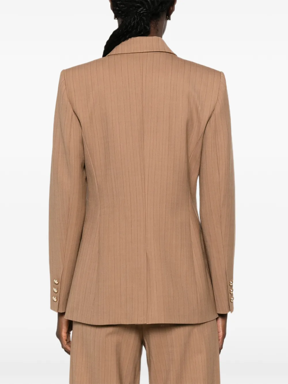 Maje Blazer met krijtstreep en dubbele rij knopen Beige