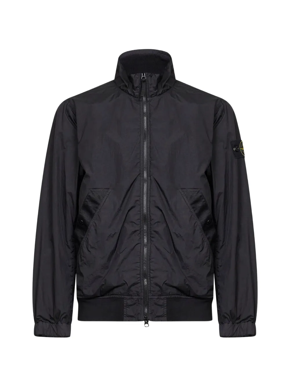 Stone Island logo-patch ribbed-trim lightweight jacket - Nero