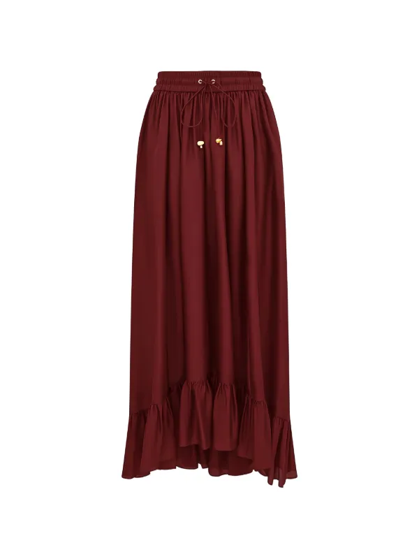 Zimmermann Aster Maxi Skirt in Red