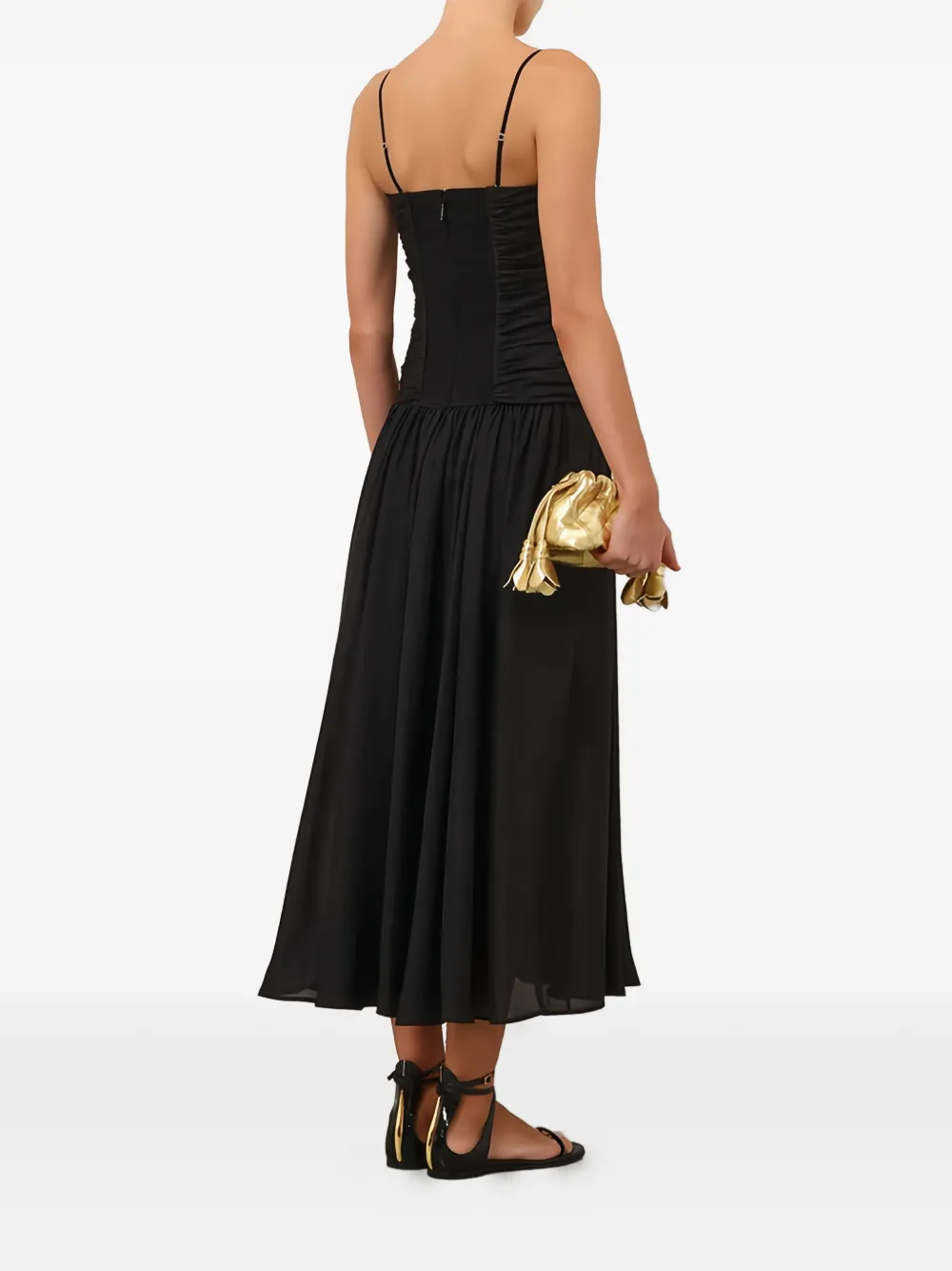 ZIMMERMANN Aster midi-jurk met strikdetail Zwart