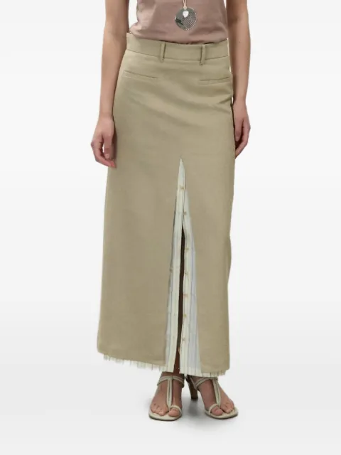 Alysi layered front-slit maxi skirt
