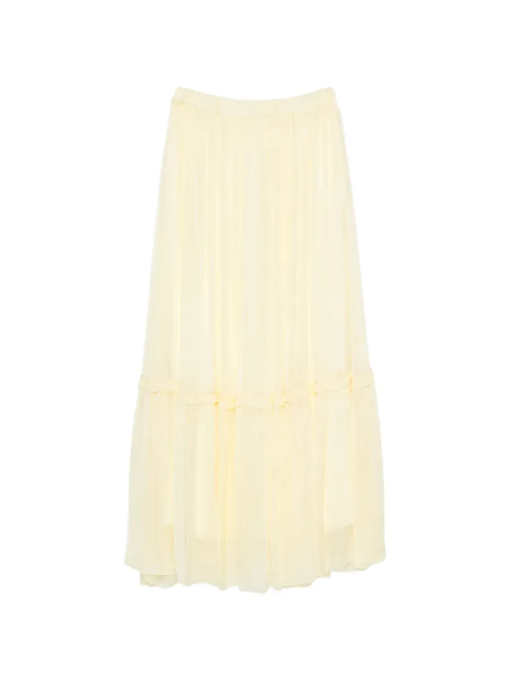 SOLOTRE tiered ruffled maxi skirt - Nude