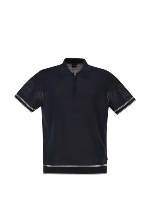 BOSS half-zip contrast-stripe polo shirt