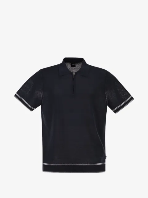 BOSS half-zip contrast-stripe polo shirt
