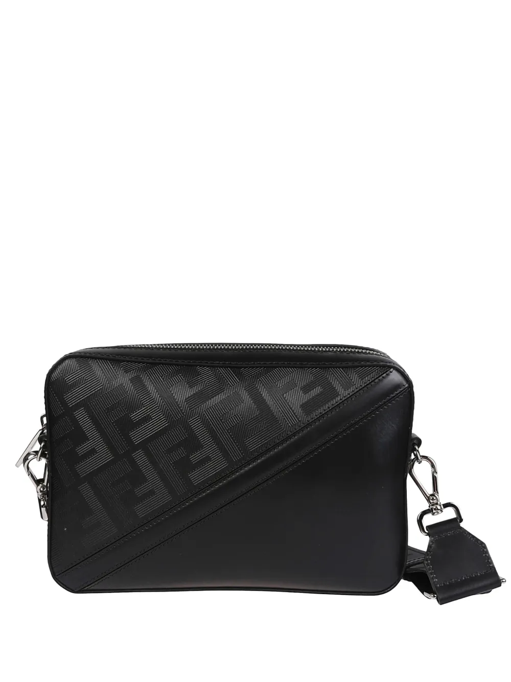 FENDI FF logo diagonal shoulder bag - Black