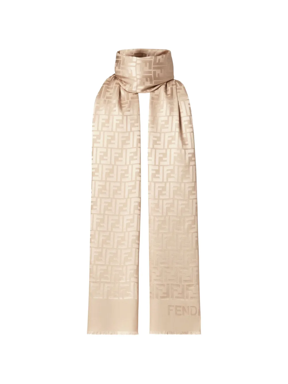 FENDI FF jacquard silk scarf - Nude