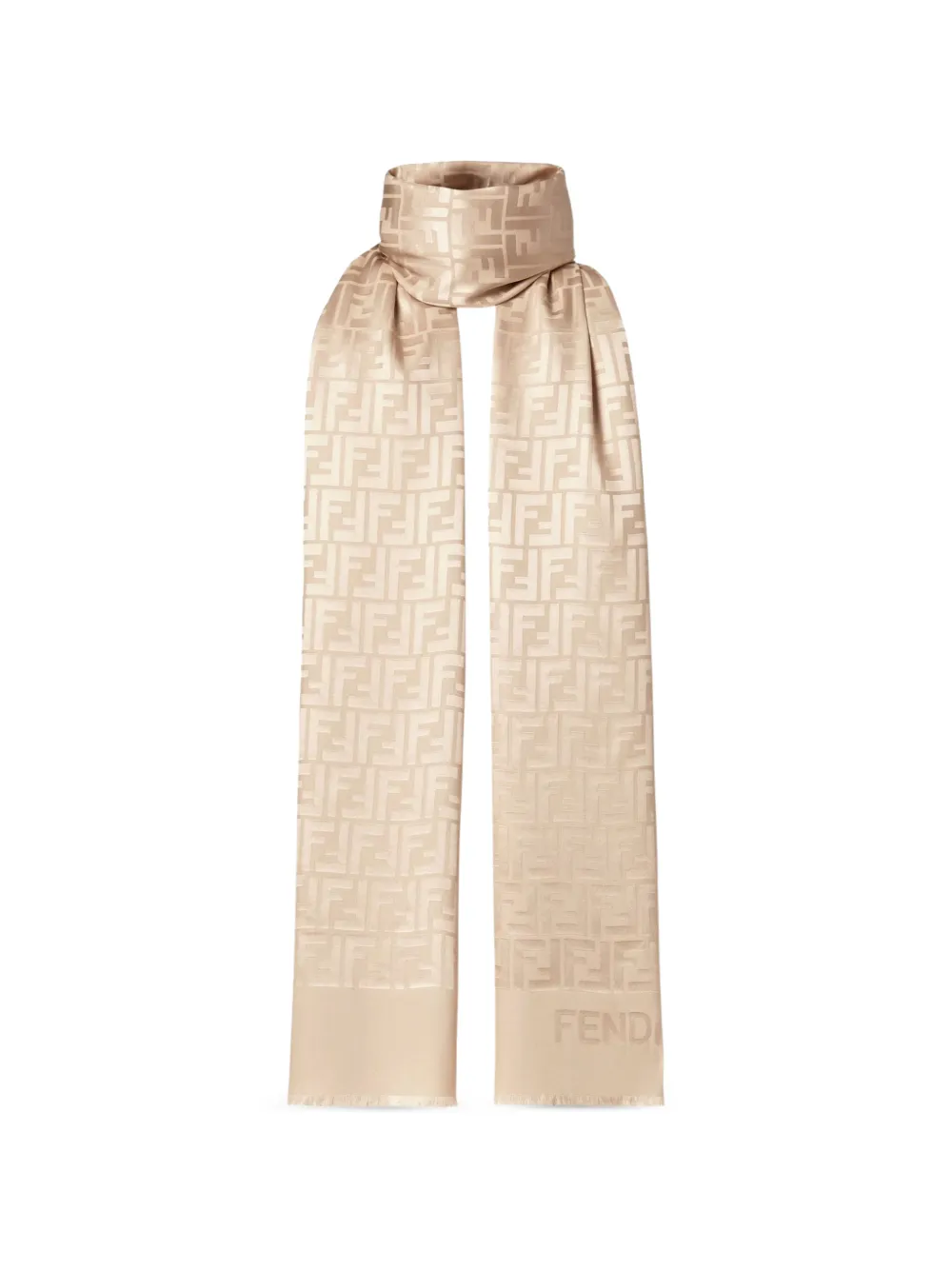 FENDI FF jacquard silk scarf - Nude