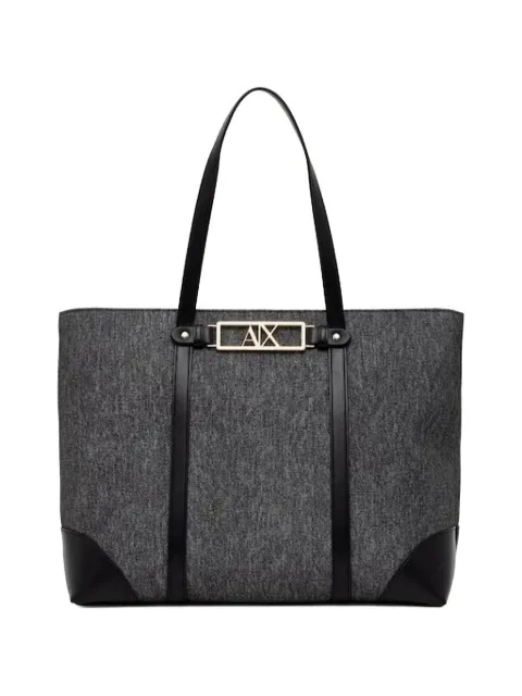 Armani Exchange logo-plaque tote bag