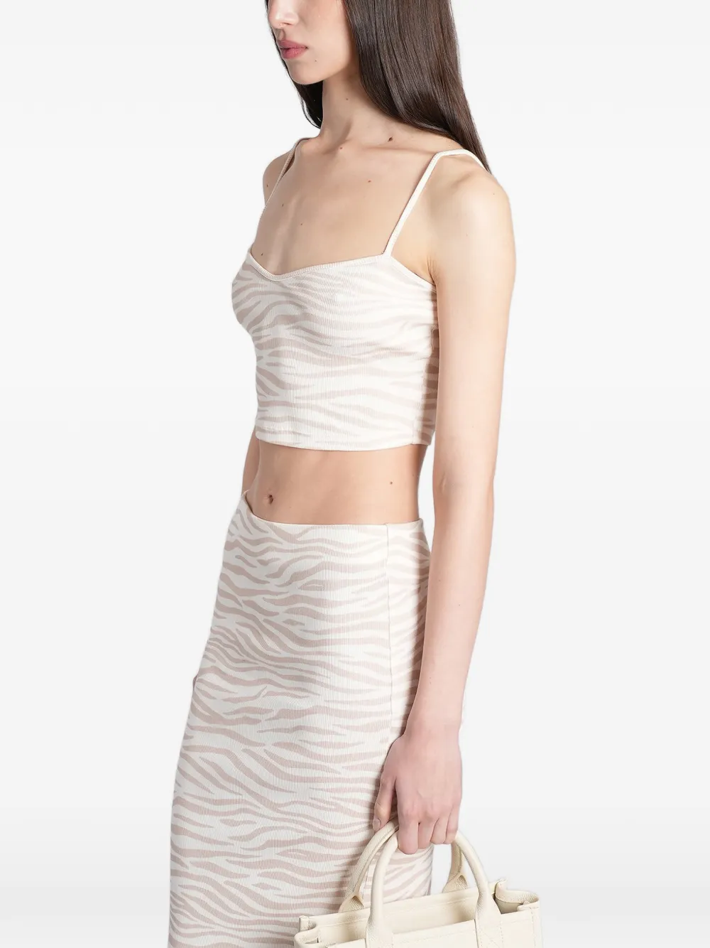 MC2 Saint Barth Cropped top met zebraprint Beige