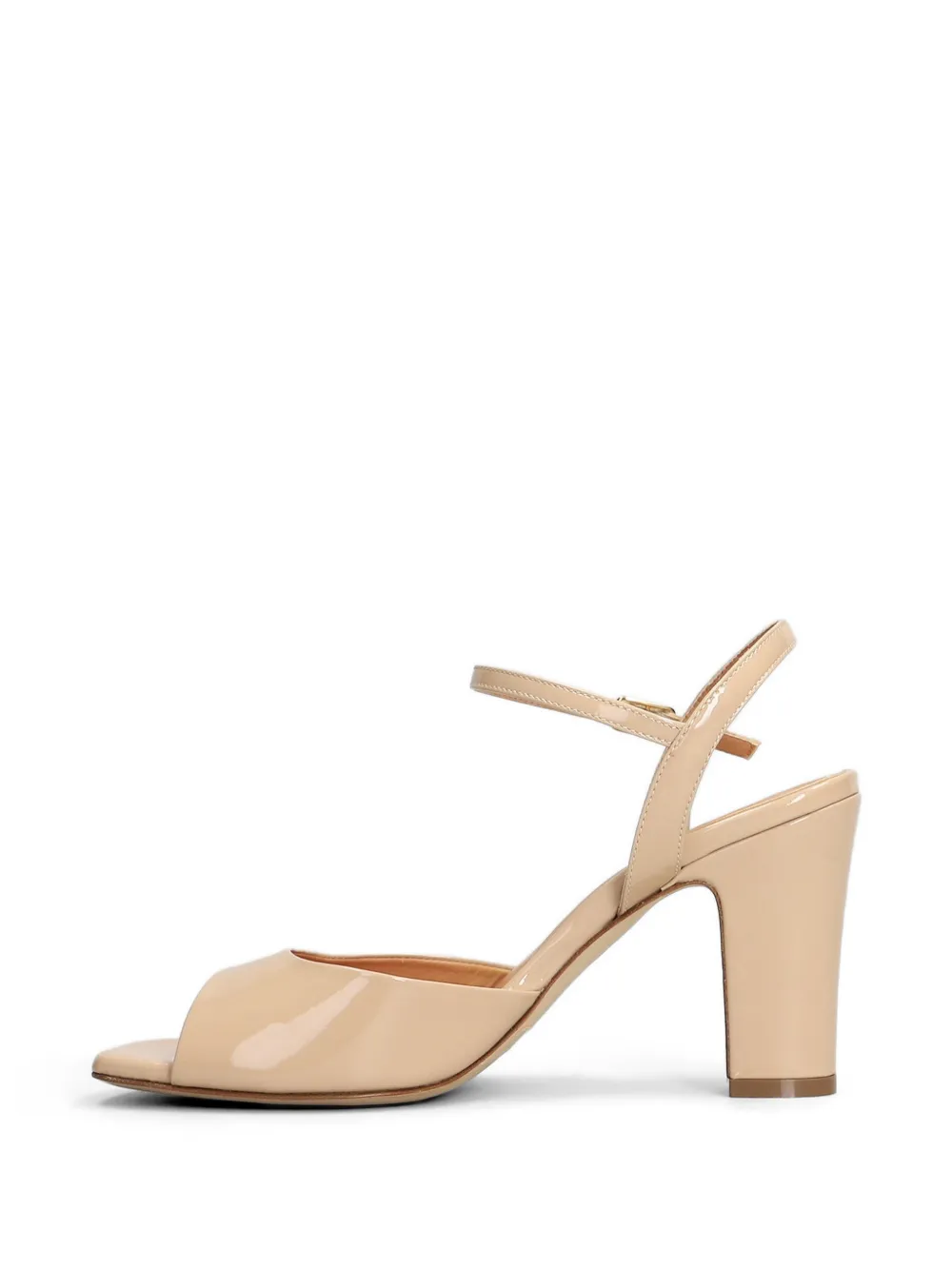 Julie Dee patent-finish ankle-strap sandals Beige