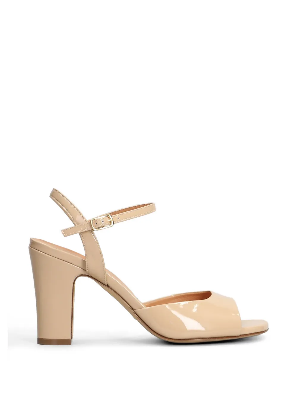 Julie Dee patent-finish ankle-strap sandals Beige