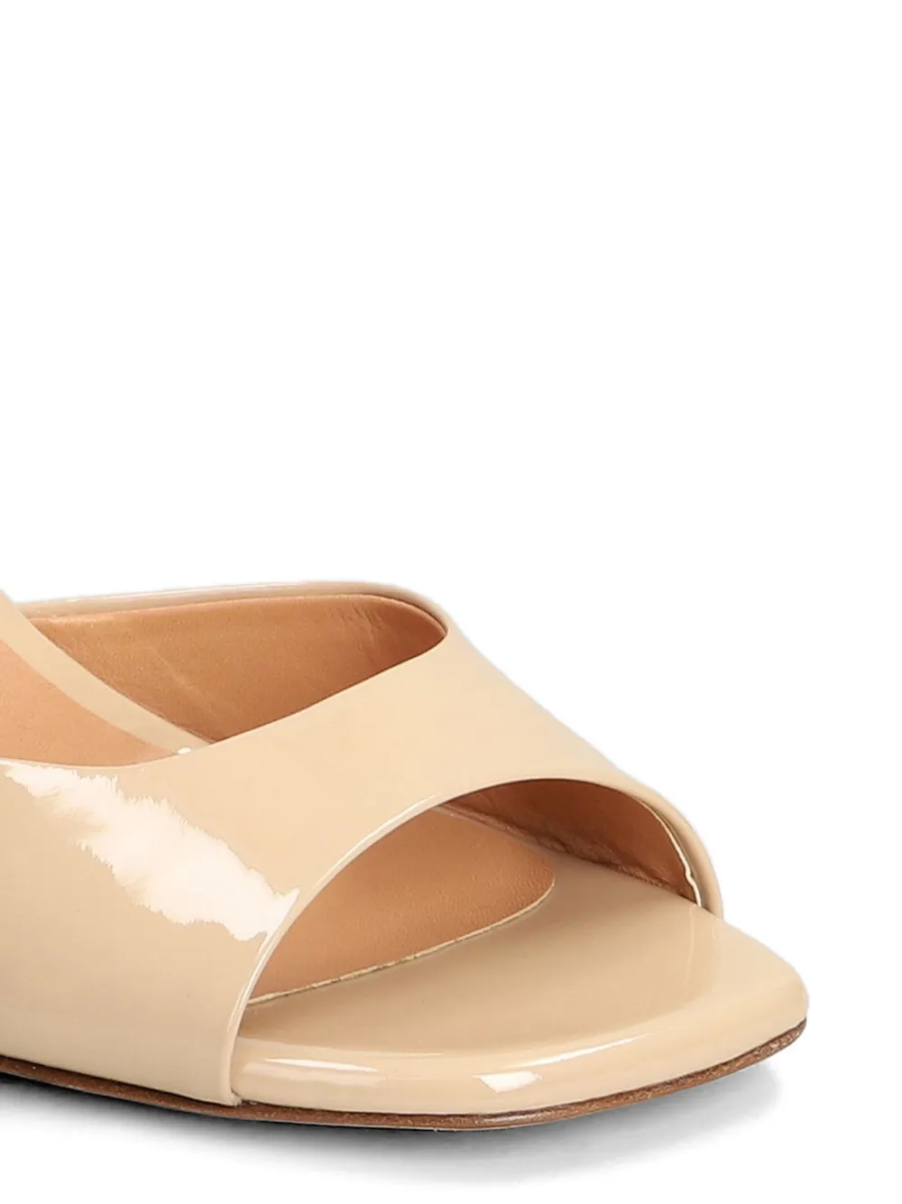 Julie Dee patent-finish ankle-strap sandals Beige