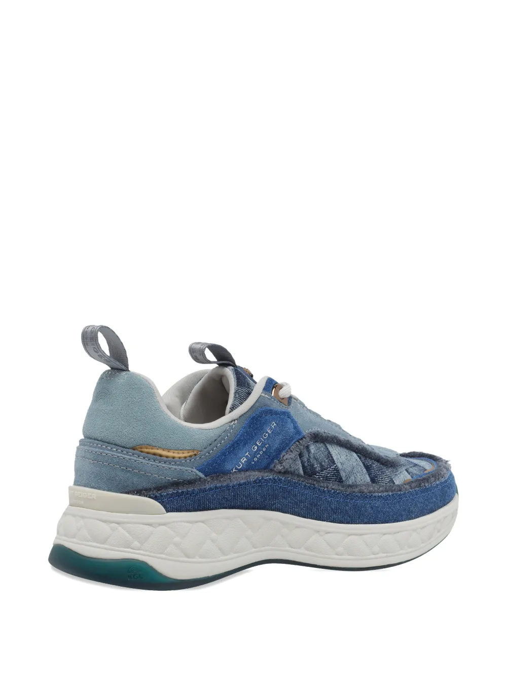 Kurt Geiger London Kensington panelled denim sneakers Blauw