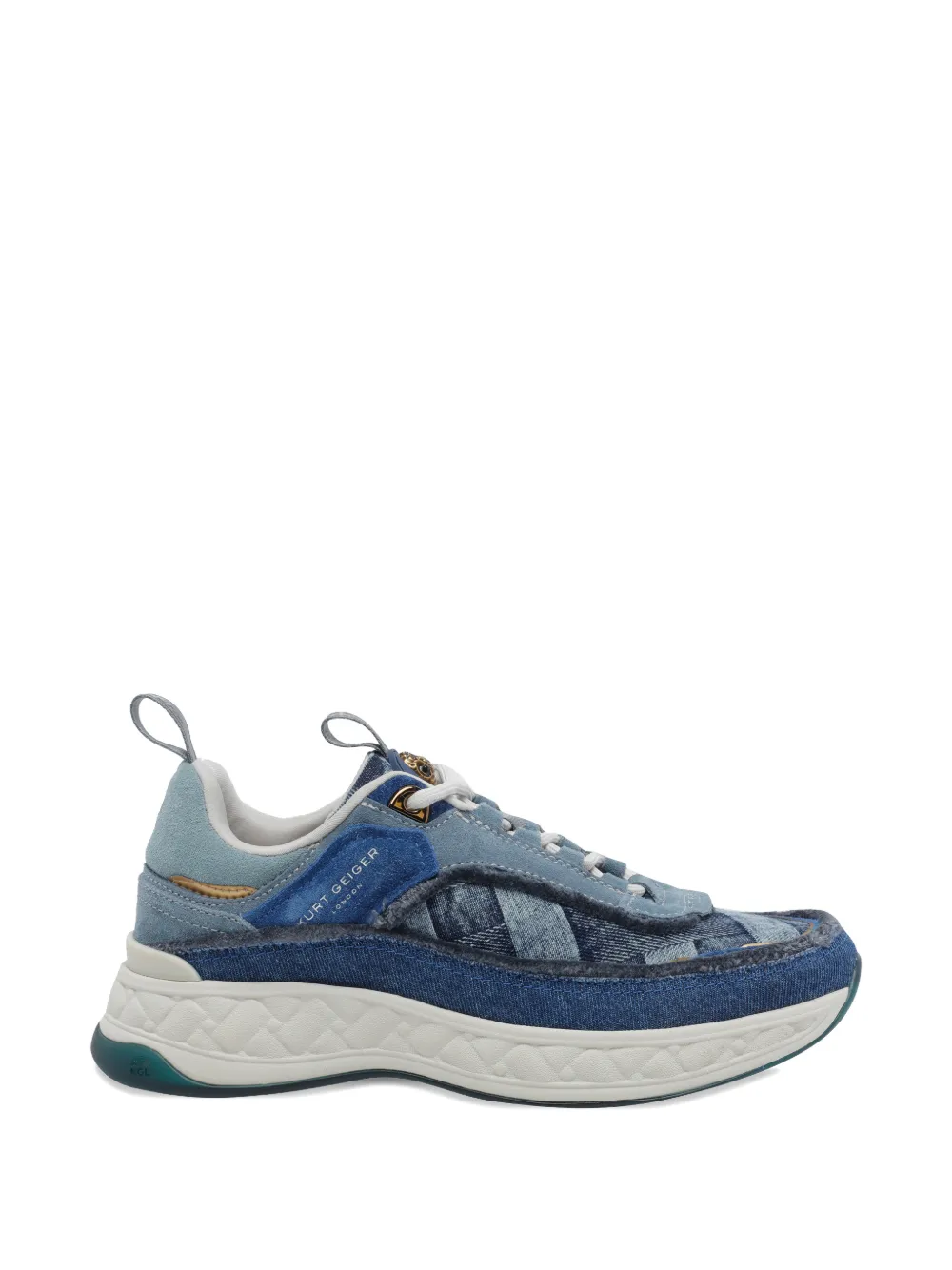 Kurt Geiger London Kensington panelled denim sneakers Blauw