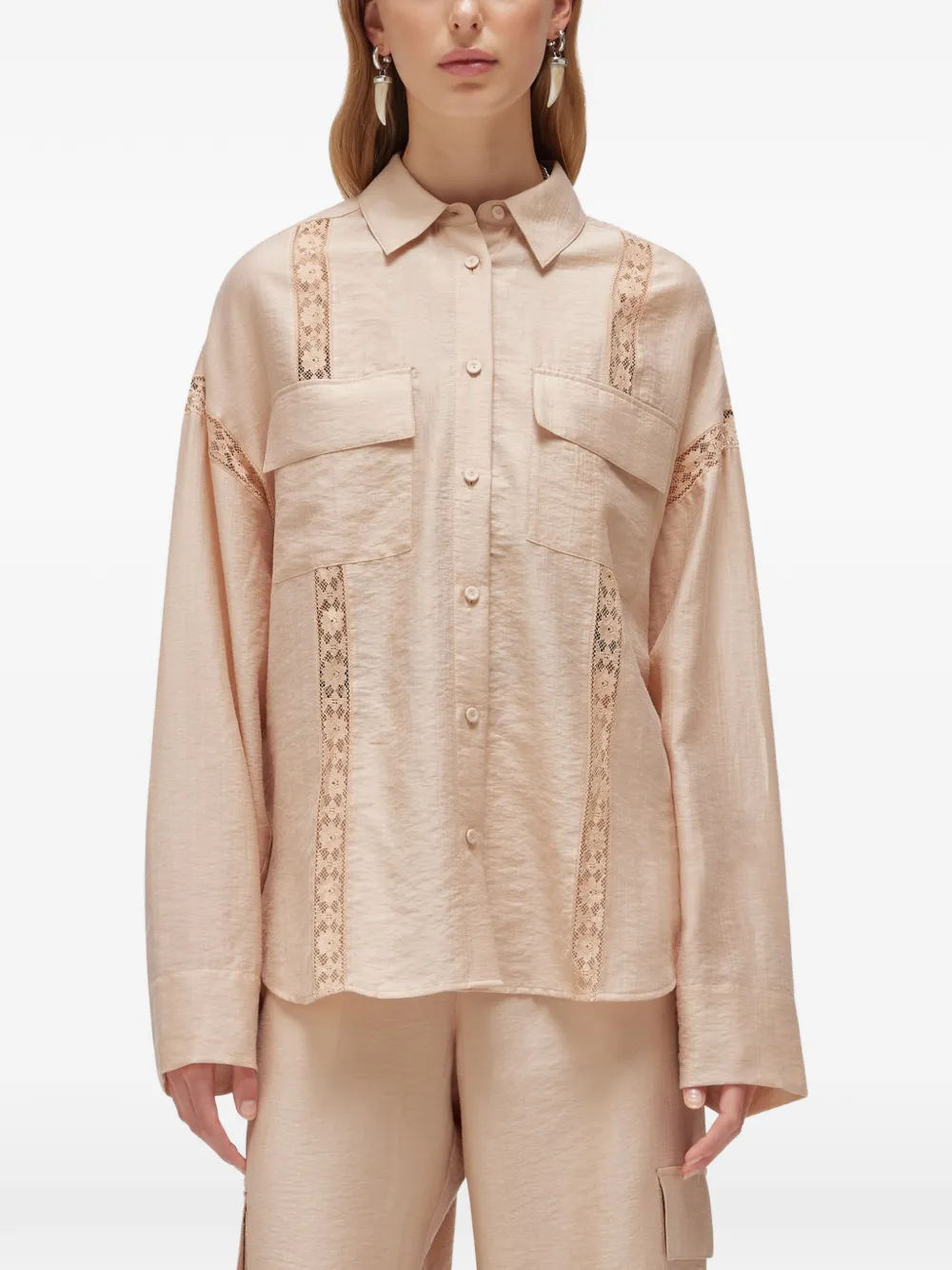 Blugirl lace-trim flap-pocket shirt - Toni neutri