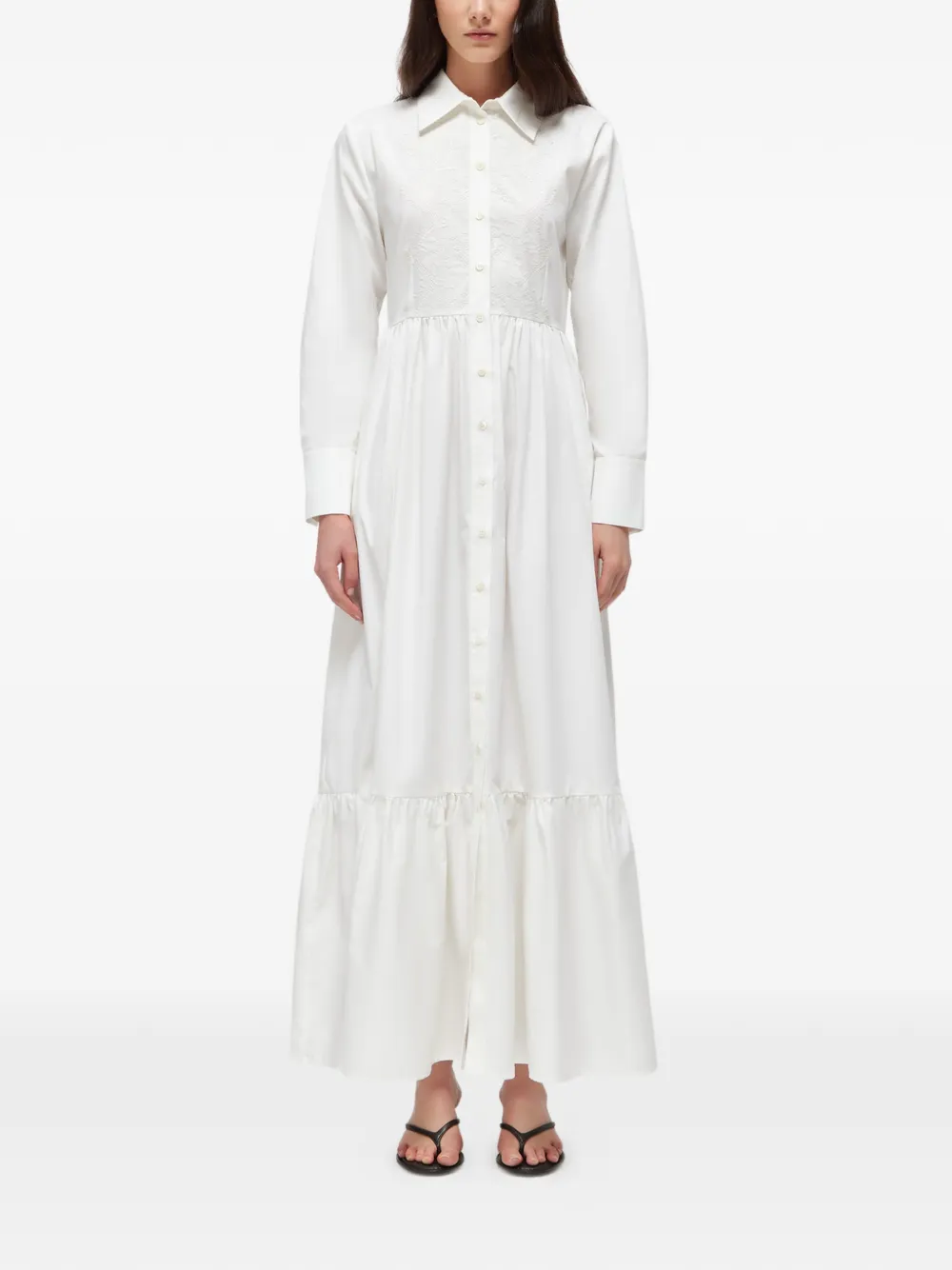 Blugirl lace-panelled tiered dress - Bianco