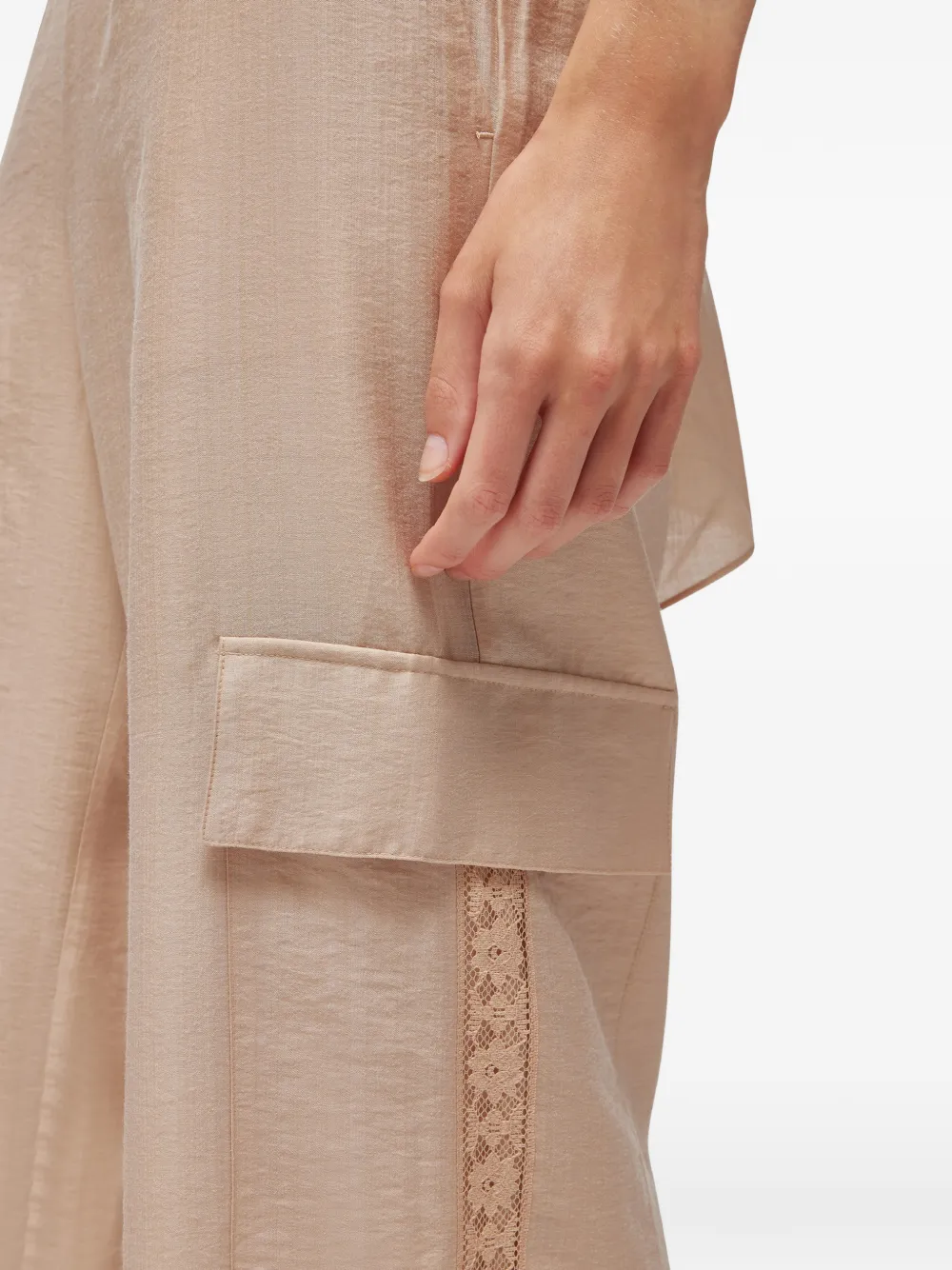 Blugirl Cargo broek met kanten afwerking Beige