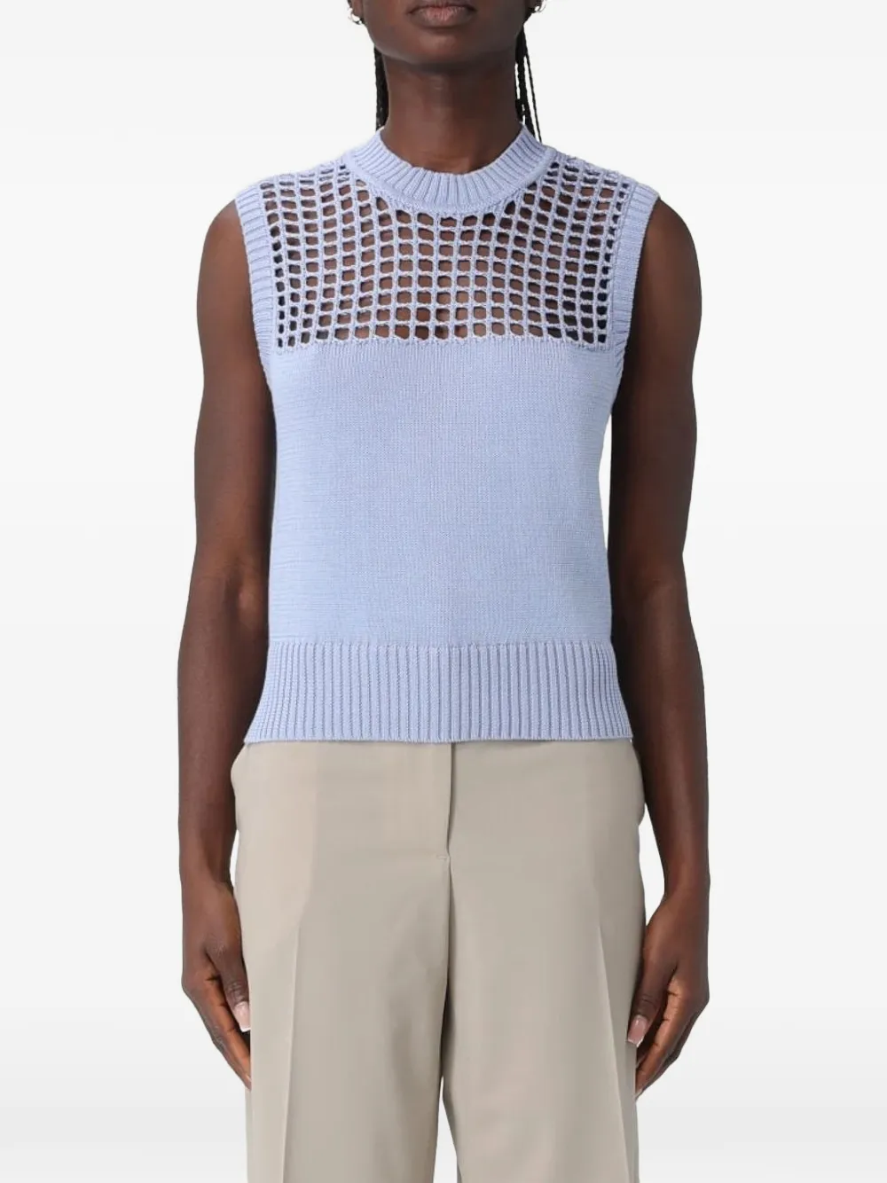Armani Exchange open-knit sleeveless top - Blu