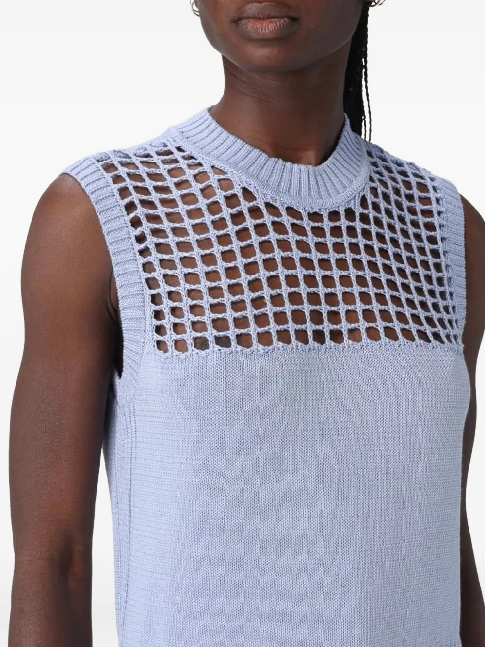 Armani Exchange Mouwloze top met mesh Blauw