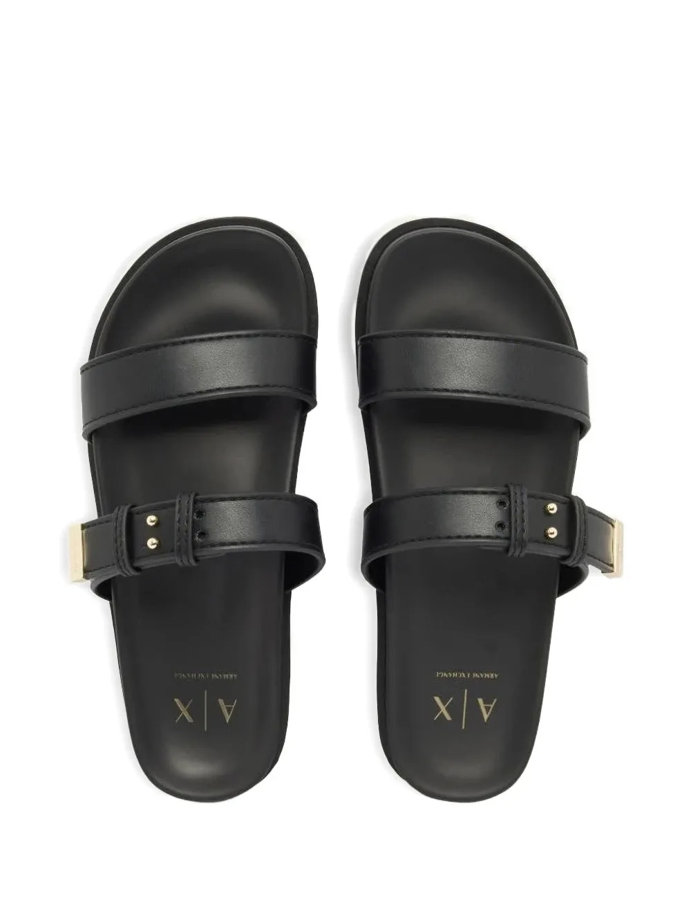 Armani Exchange two-strap buckled sandals Zwart