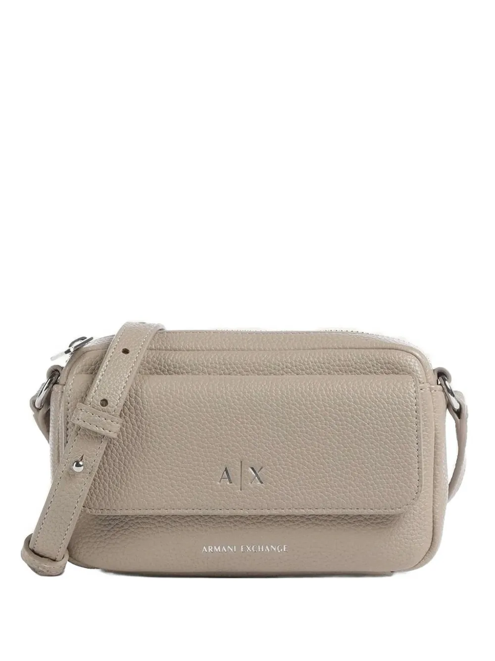 Armani Exchange logo-plaque pebbled crossbody bag - Toni neutri