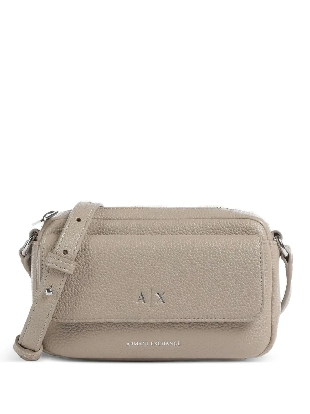 Armani Exchange logo-plaque pebbled crossbody bag - Nude