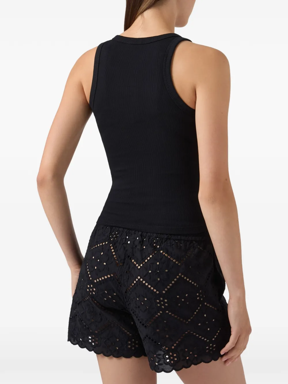 MC2 Saint Barth Ada geribbelde tanktop met logopatch Zwart