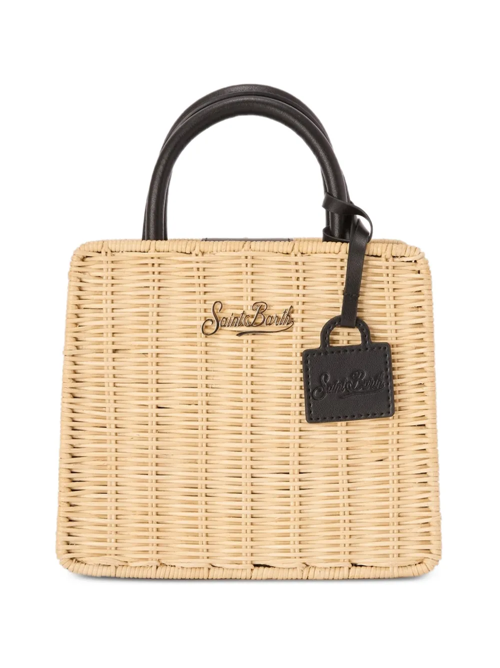 MC2 Saint Barth structured Shop mini bag in wicker with leather details