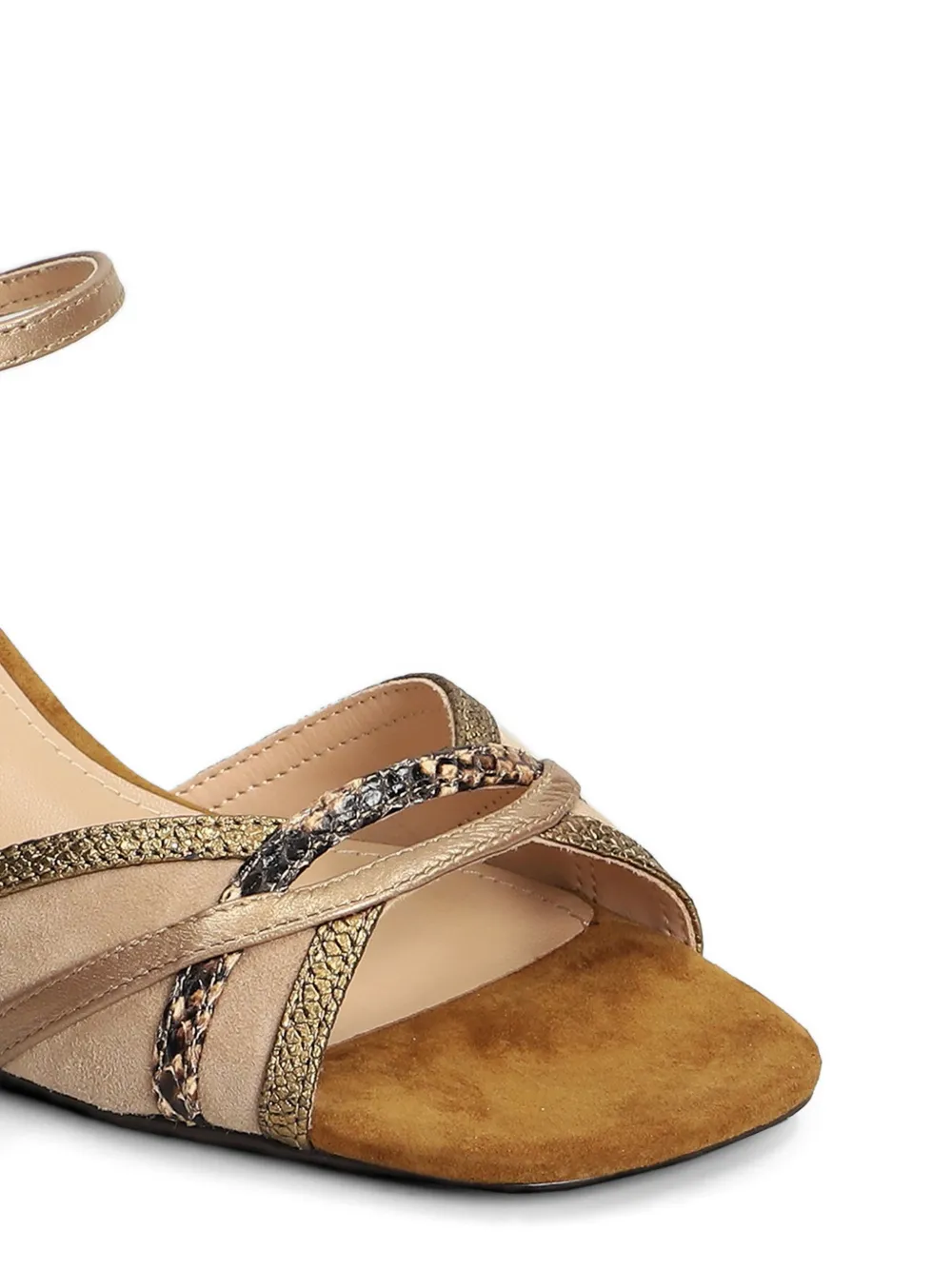 Bibi Lou Sandalen met slangenleer-effect en blokhak Bruin