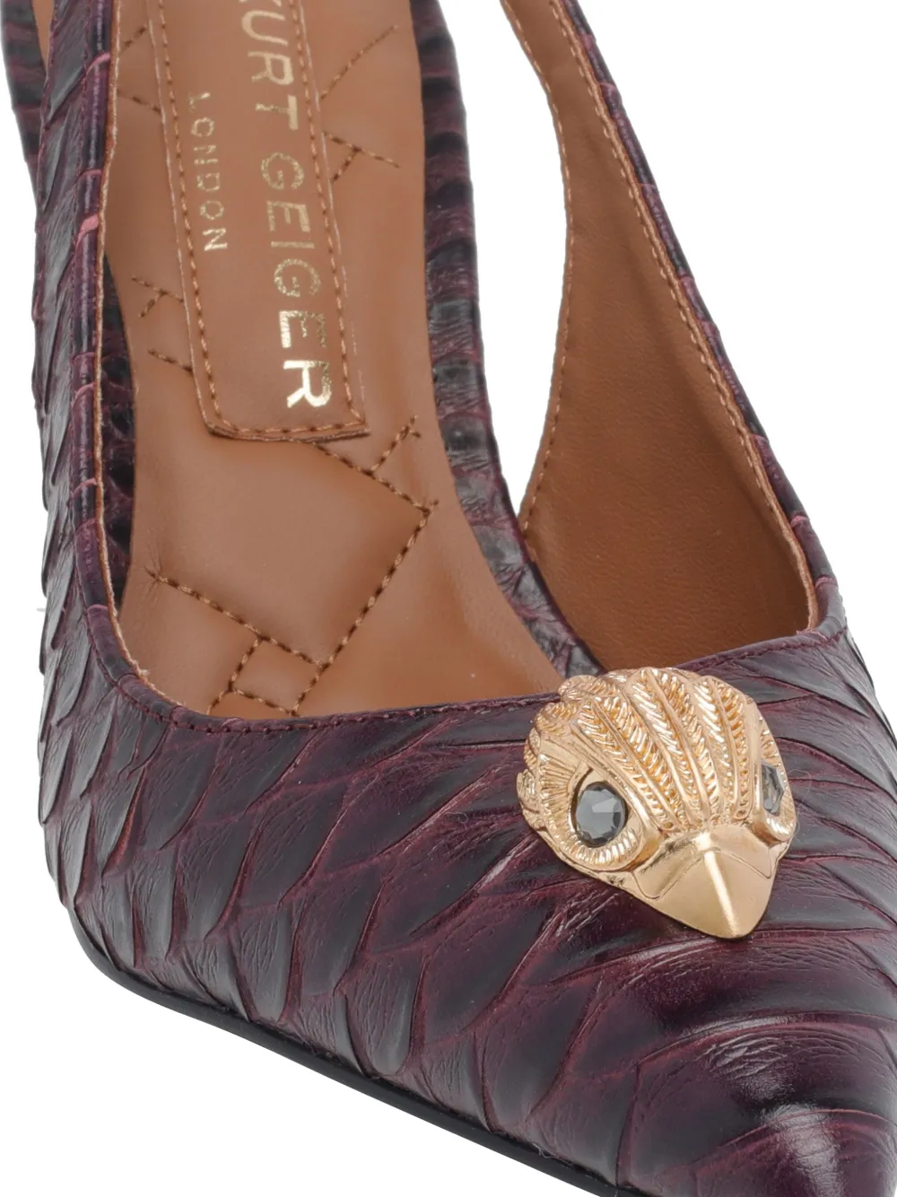 Kurt Geiger London Belgravia snake-print slingback pumps Rood