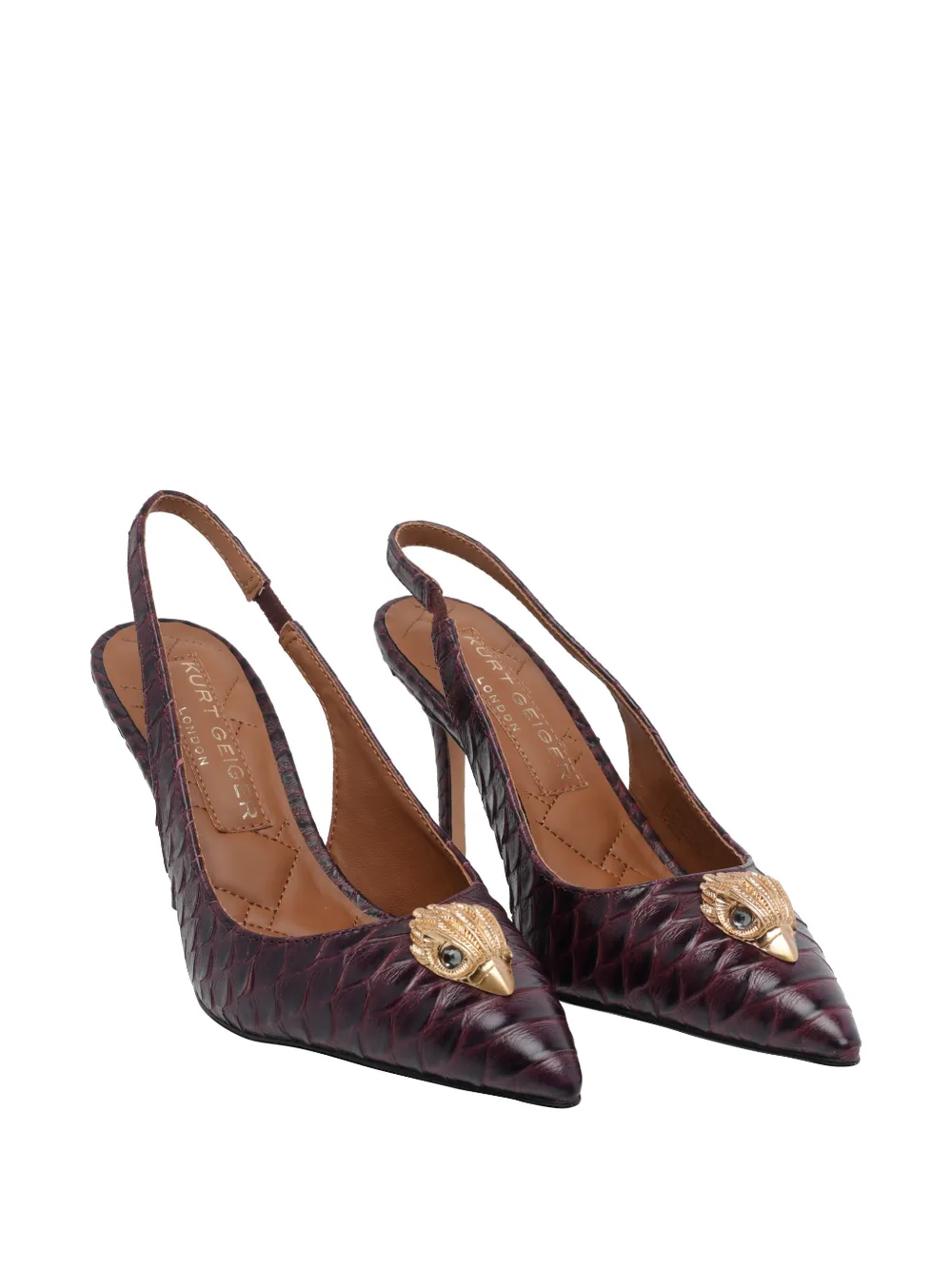 Kurt Geiger London Belgravia snake-print slingback pumps Rood