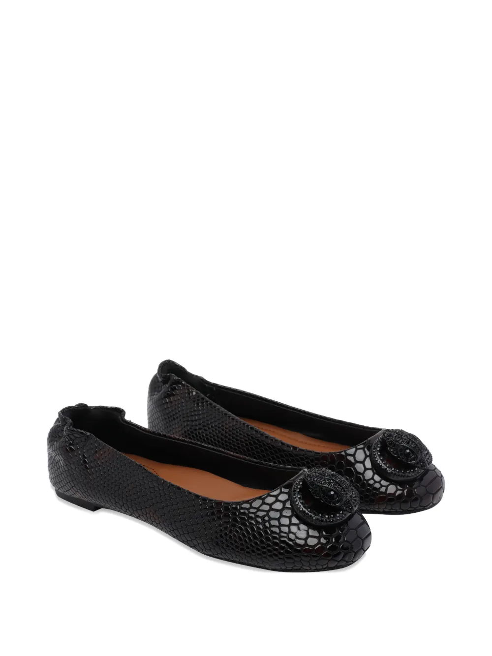 Kurt Geiger London Chelsea snakeskin-effect ballet flats Zwart
