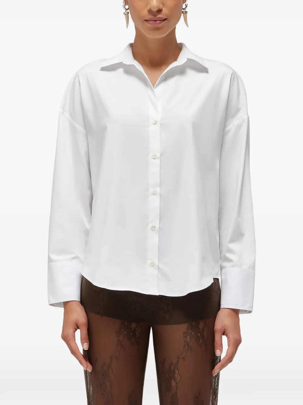 Blugirl lace-panelled back-slit shirt - Bianco