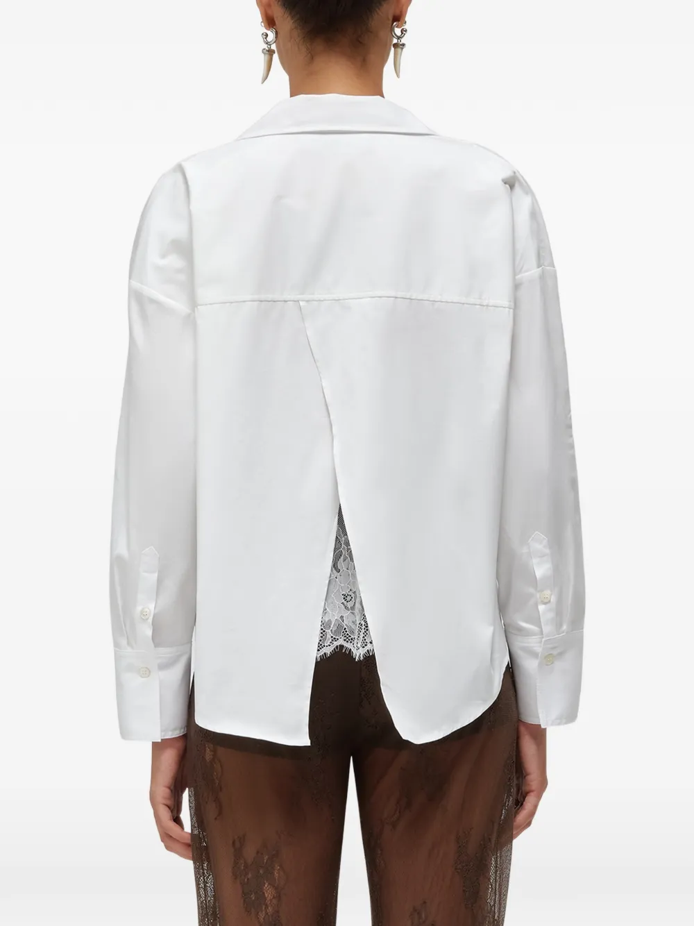 Blugirl Blouse met kanten vlakken en split Wit