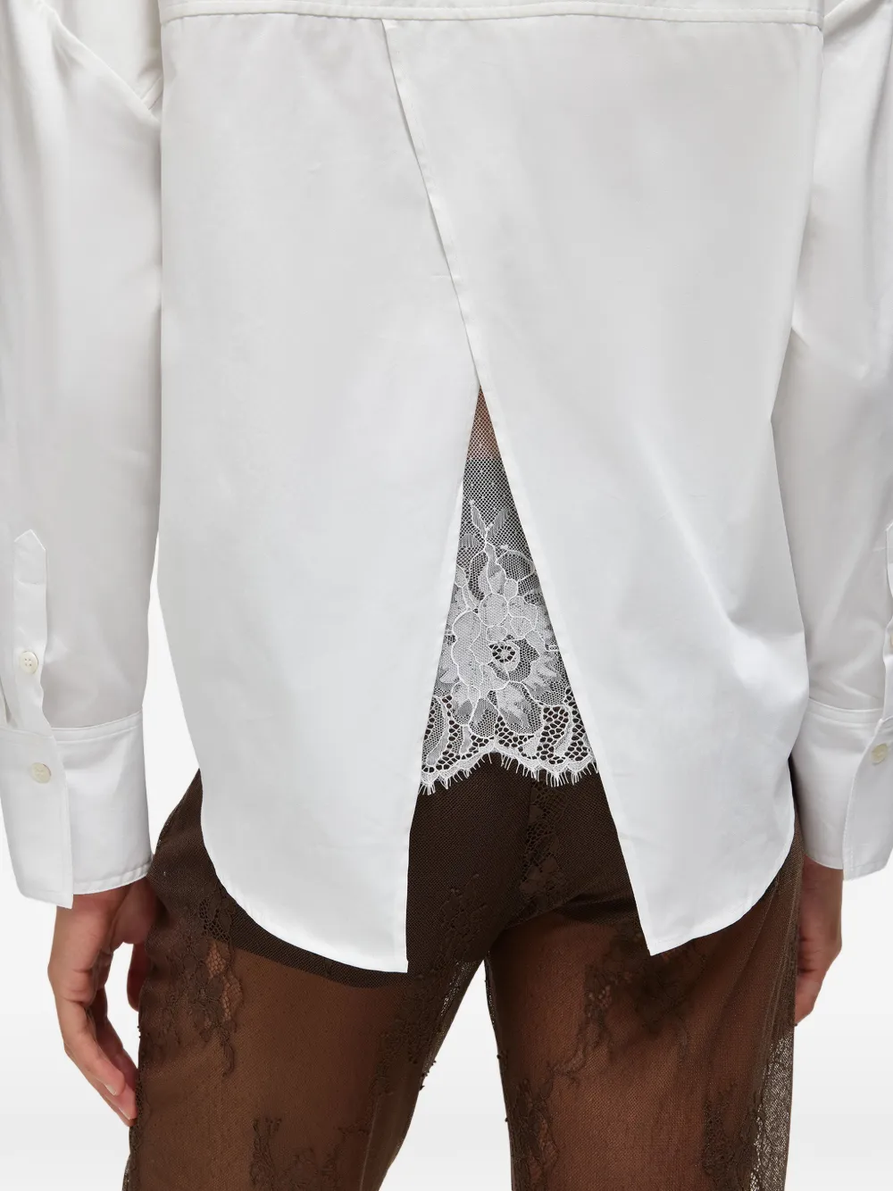 Blugirl Blouse met kanten vlakken en split Wit