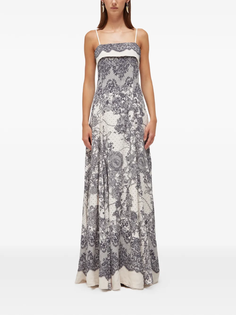 Blugirl lace-print spaghetti-strap dress - Nude