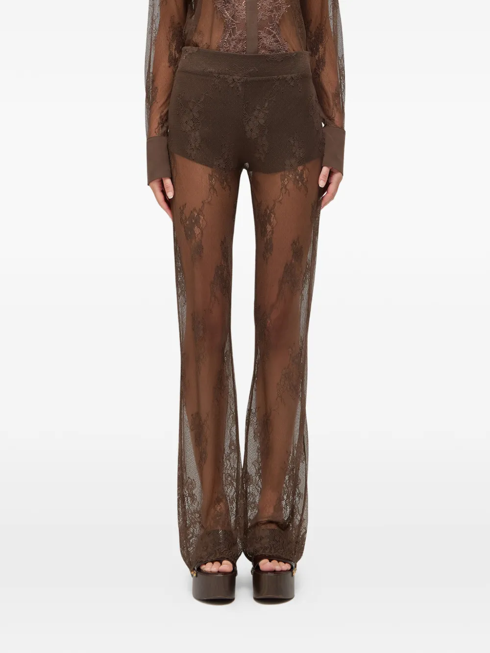 Blugirl floral-lace trousers - Braun