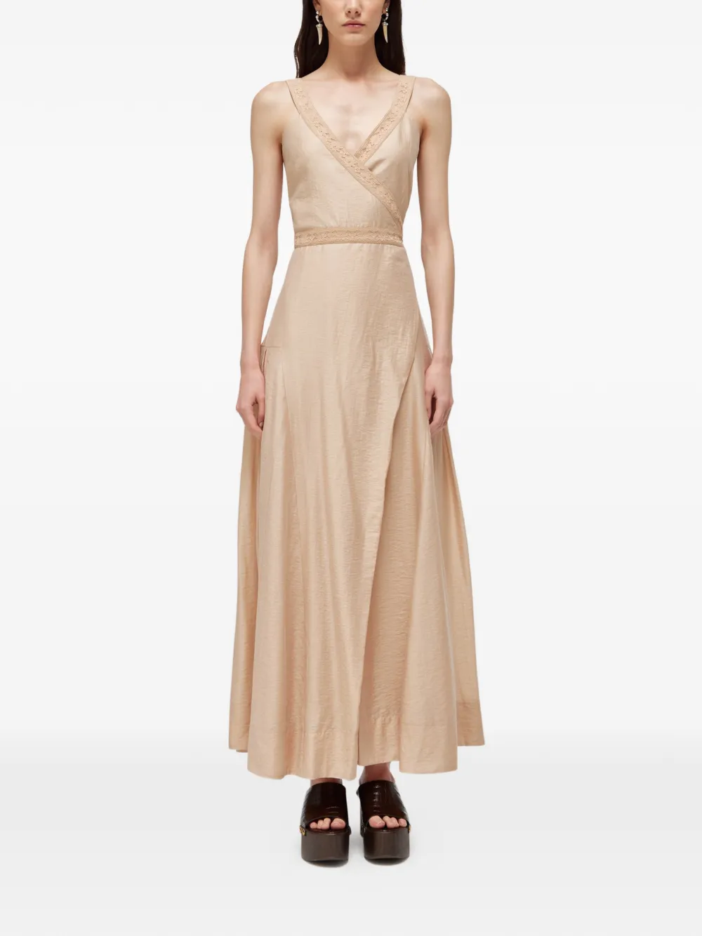 Blugirl lace-trim wrap-style dress - Nude