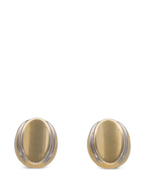 Vintage two-tone oval clip-on earrings