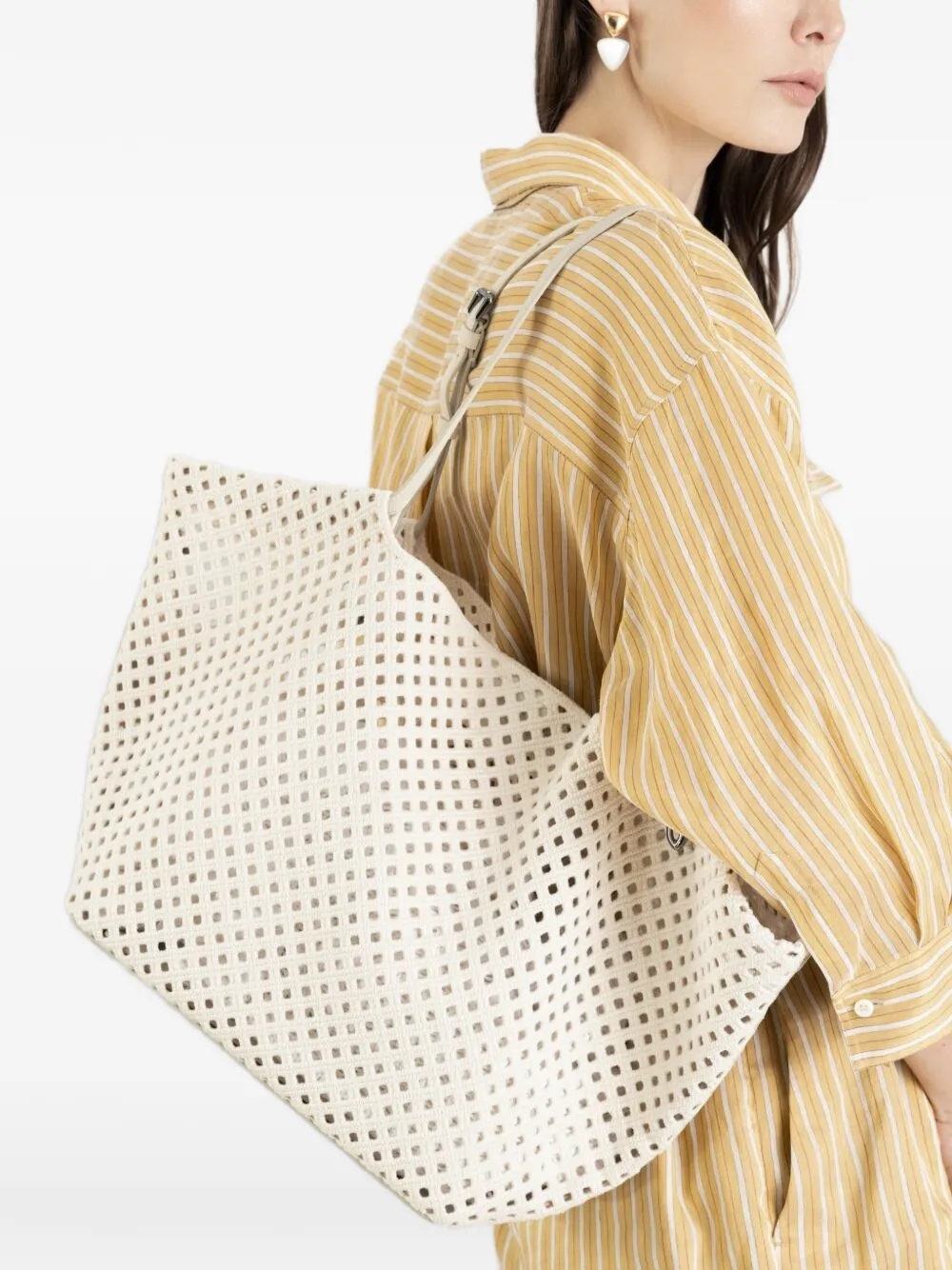 Brunello Cucinelli Shopper met geborduurd panier Beige