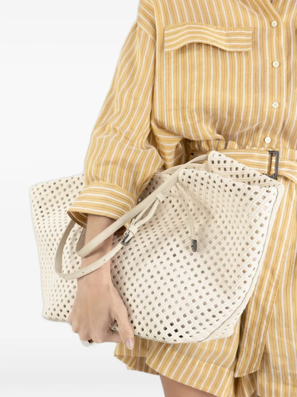 Brunello Cucinelli Shopper met geborduurd panier Beige