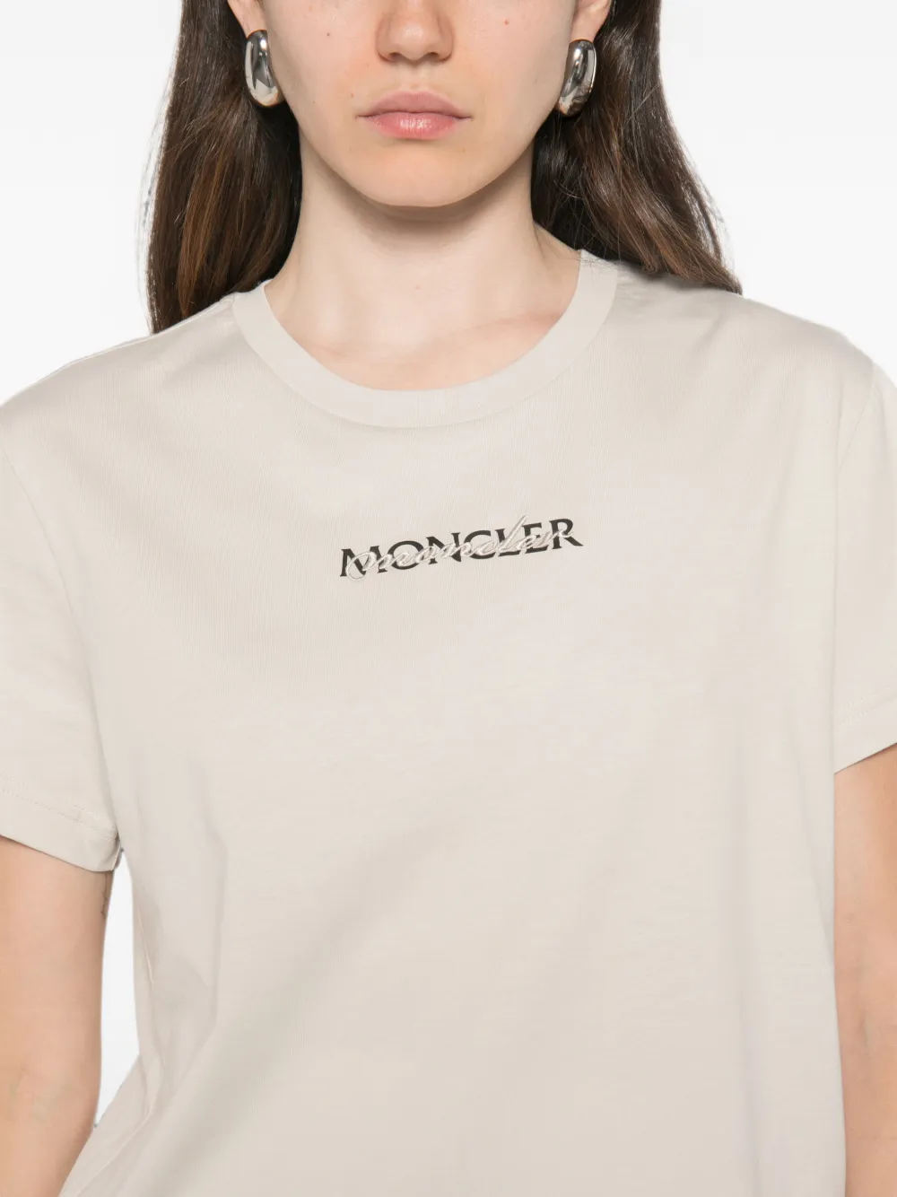 Moncler T-shirt met ronde hals Beige