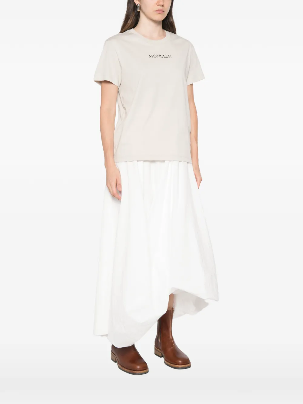 Moncler T-shirt met ronde hals Beige