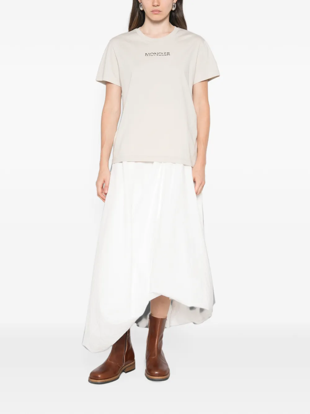 Moncler T-shirt met ronde hals Beige
